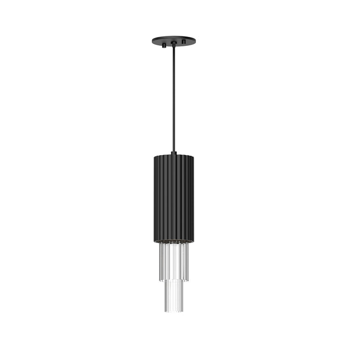 Bordeaux LED Pendant Clear Ribbed Glass/Matte Black-Mini Pendants-Alora-Lighting Design Store