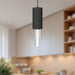 Bordeaux LED Pendant Clear Ribbed Glass/Matte Black-Mini Pendants-Alora-Lighting Design Store