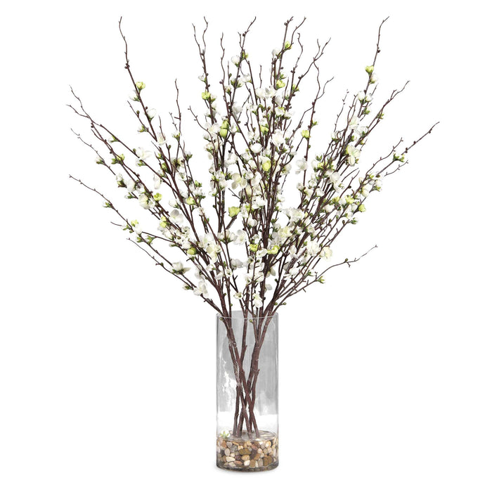 Quince Blossoms Silk Centerpiece Natural Rocks-Home Accents-Uttermost-Lighting Design Store