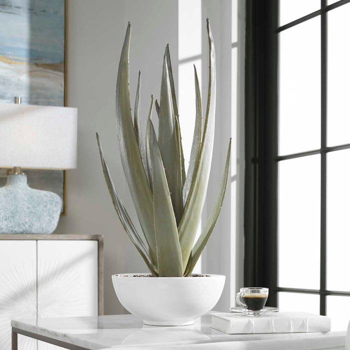 Evarado Planter Glossy White-Home Accents-Uttermost-Lighting Design Store