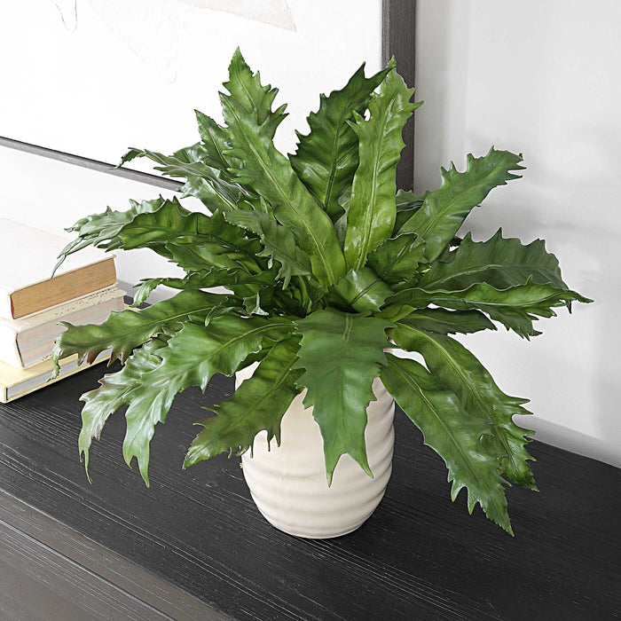 Verdure Fern Glazed Pot Textured Tan-Home Accents-Uttermost-Lighting Design Store