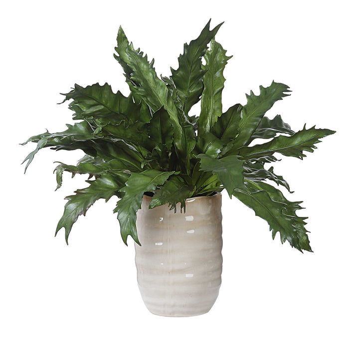 Verdure Fern Glazed Pot Textured Tan-Home Accents-Uttermost-Lighting Design Store