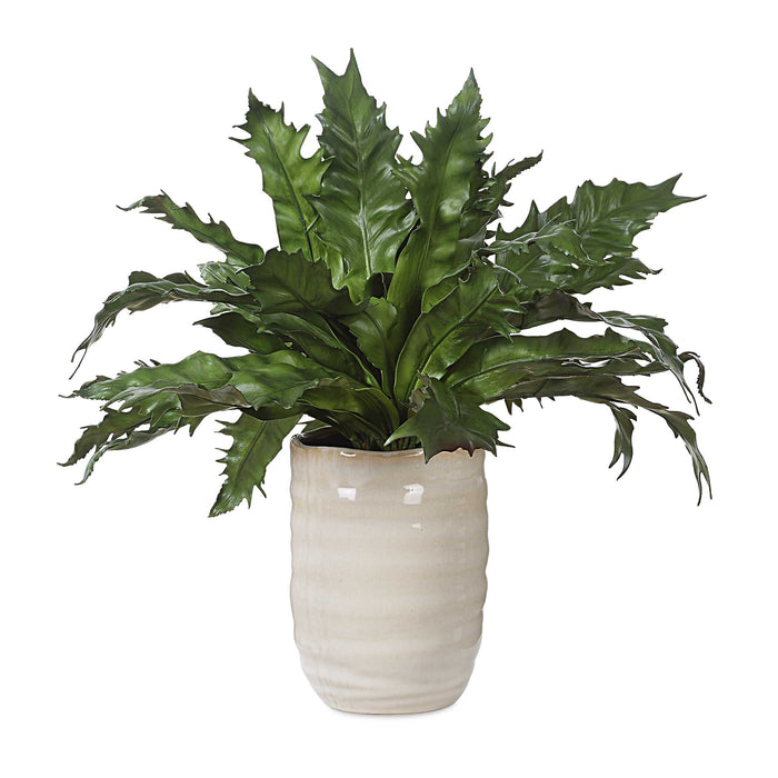 Verdure Fern Glazed Pot Textured Tan-Home Accents-Uttermost-Lighting Design Store