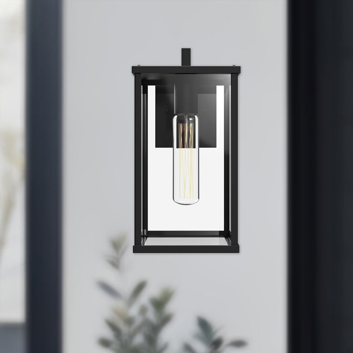 Brentwood One Light Exterior Wall Mount Clear Glass/Textured Black-Exterior-Alora-Lighting Design Store