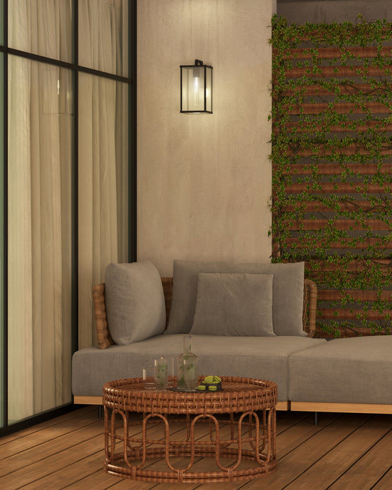 Brentwood One Light Exterior Wall Mount Clear Glass/Textured Black-Exterior-Alora-Lighting Design Store