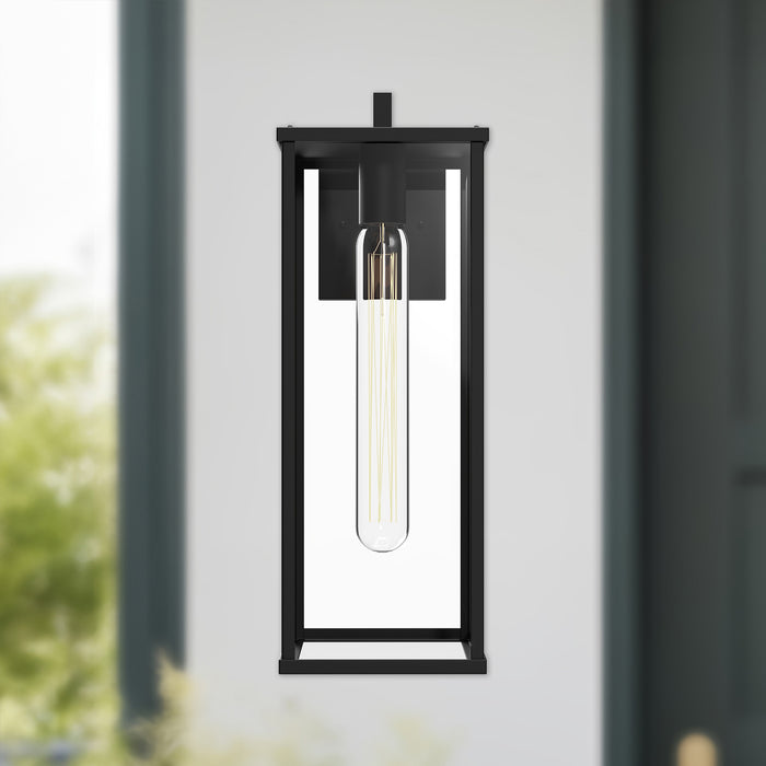 Brentwood One Light Exterior Wall Mount Clear Glass/Textured Black-Exterior-Alora-Lighting Design Store