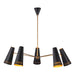 Brickell Five Light Chandelier Matte Black/Hazelnut Leather-Large Chandeliers-Alora-Lighting Design Store