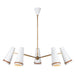 Brickell Five Light Chandelier Matte White/Hazelnut Leather-Large Chandeliers-Alora-Lighting Design Store