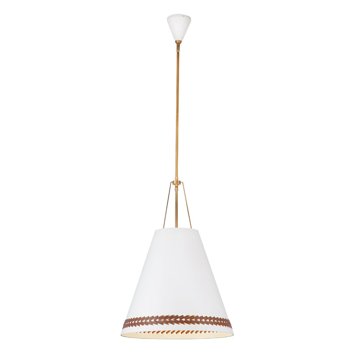 Brickell Three Light Pendant Matte White/Hazelnut Leather-Pendants-Alora-Lighting Design Store