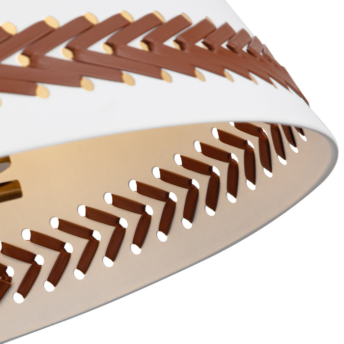 Brickell Three Light Pendant Matte White/Hazelnut Leather-Pendants-Alora-Lighting Design Store