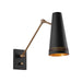 Brickell One Light Wall Sconce Matte Black/Hazelnut Leather-Lamps-Alora-Lighting Design Store