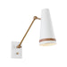 Brickell One Light Wall Sconce Matte White/Hazelnut Leather-Lamps-Alora-Lighting Design Store