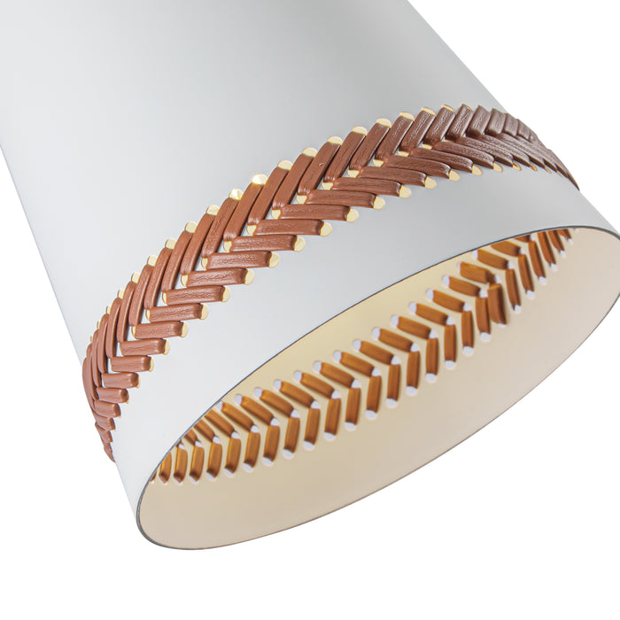 Brickell One Light Wall Sconce Matte White/Hazelnut Leather-Lamps-Alora-Lighting Design Store