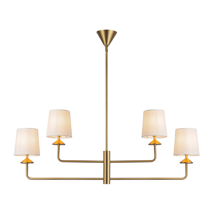 Bridgette Four Light Chandelier Brushed Gold/White Linen-Large Chandeliers-Alora-Lighting Design Store