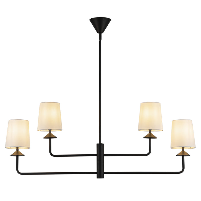 Bridgette Four Light Chandelier Matte Black/White Linen-Large Chandeliers-Alora-Lighting Design Store