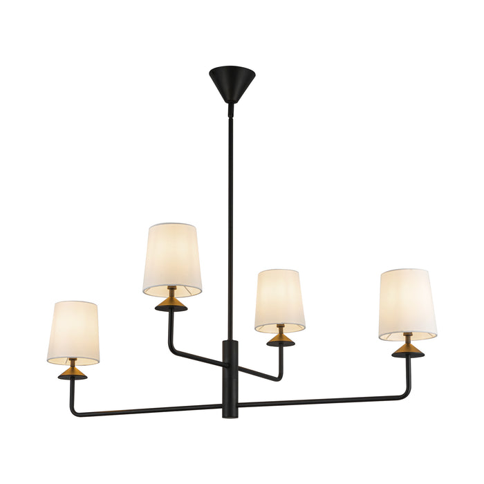 Bridgette Four Light Chandelier Matte Black/White Linen-Large Chandeliers-Alora-Lighting Design Store