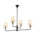 Bridgette Four Light Chandelier Matte Black/White Linen-Large Chandeliers-Alora-Lighting Design Store