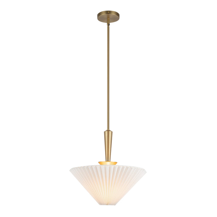 Bridgette One Light Pendant Brushed Gold/Folded White-Pendants-Alora-Lighting Design Store