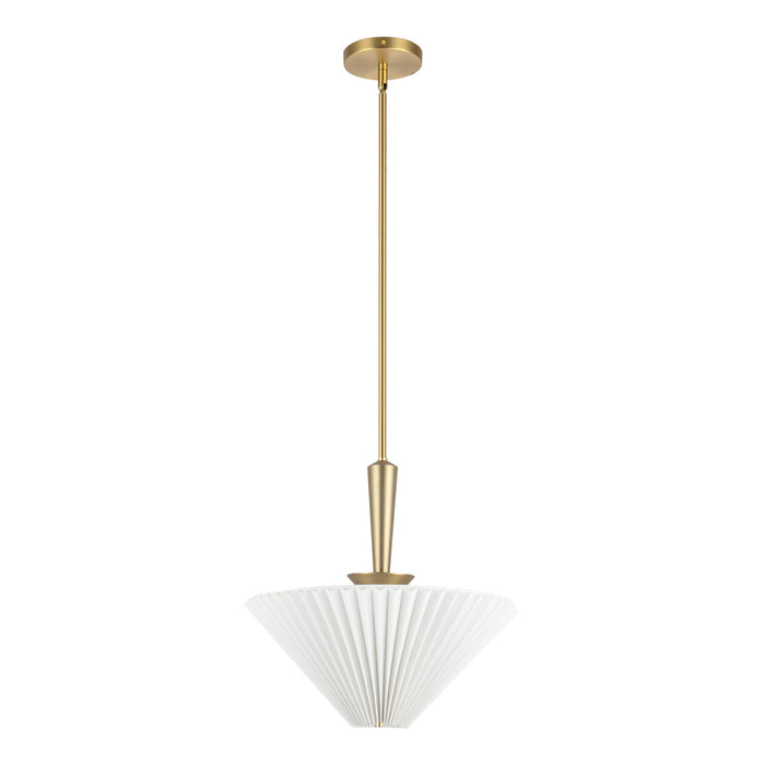 Bridgette One Light Pendant Brushed Gold/Folded White-Pendants-Alora-Lighting Design Store