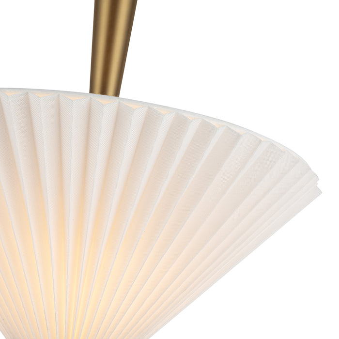 Bridgette One Light Pendant Brushed Gold/Folded White-Pendants-Alora-Lighting Design Store