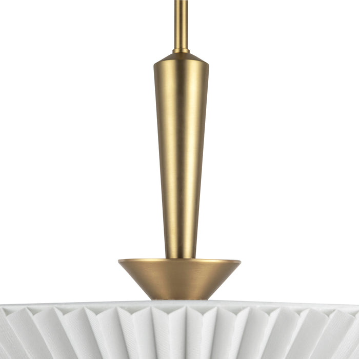 Bridgette One Light Pendant Brushed Gold/Folded White-Pendants-Alora-Lighting Design Store