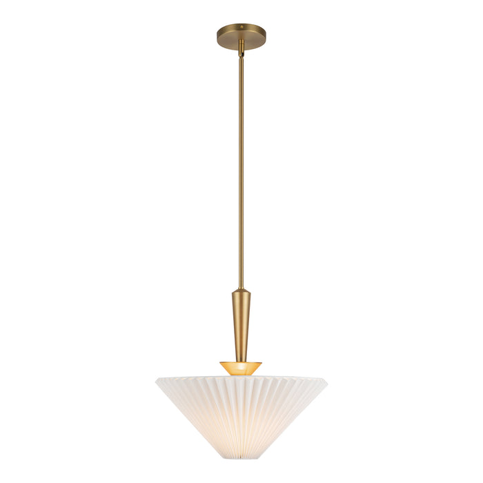 Bridgette One Light Pendant Brushed Gold/Folded White-Pendants-Alora-Lighting Design Store