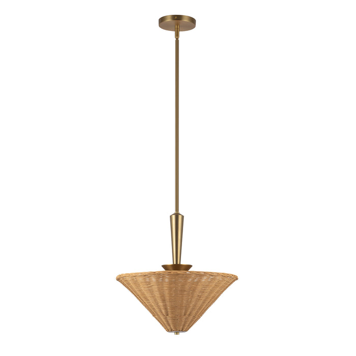 Bridgette One Light Pendant Brushed Gold/Rattan-Pendants-Alora-Lighting Design Store