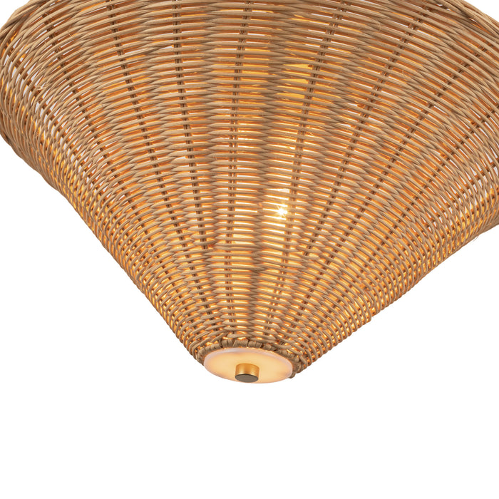 Bridgette One Light Pendant Brushed Gold/Rattan-Pendants-Alora-Lighting Design Store