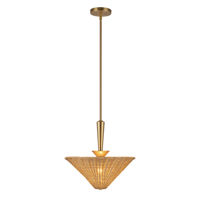 Bridgette One Light Pendant Brushed Gold/Rattan-Pendants-Alora-Lighting Design Store
