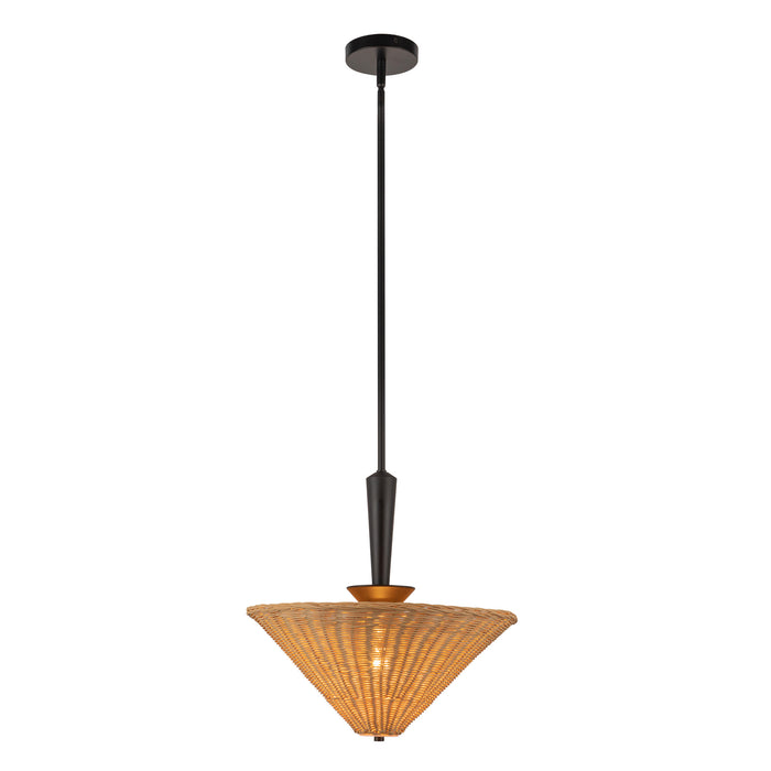 Bridgette One Light Pendant Matte Black/Rattan-Pendants-Alora-Lighting Design Store