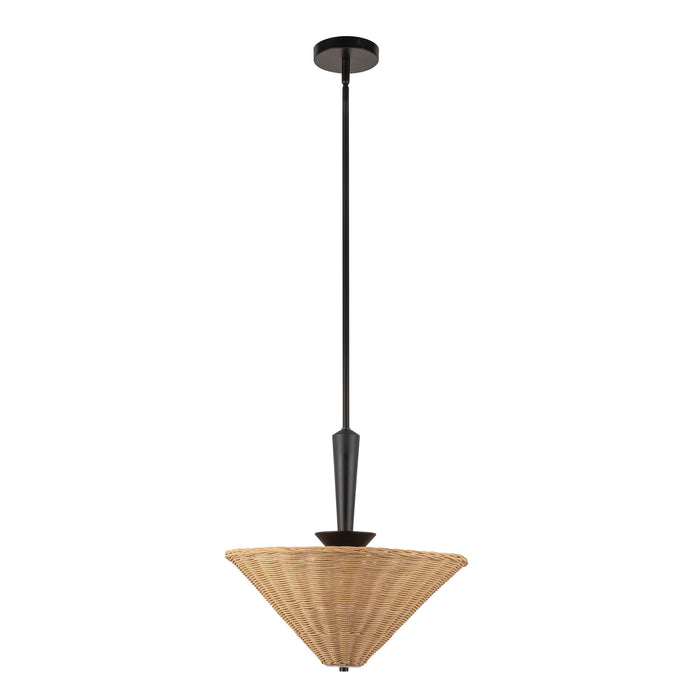 Bridgette One Light Pendant Matte Black/Rattan-Pendants-Alora-Lighting Design Store