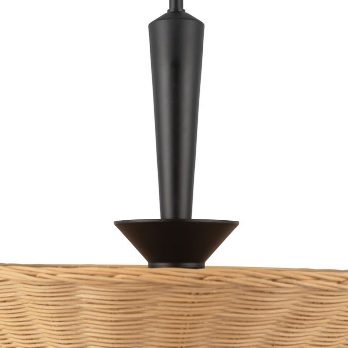 Bridgette One Light Pendant Matte Black/Rattan-Pendants-Alora-Lighting Design Store