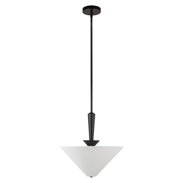 Bridgette One Light Pendant Matte Black/White Linen-Pendants-Alora-Lighting Design Store