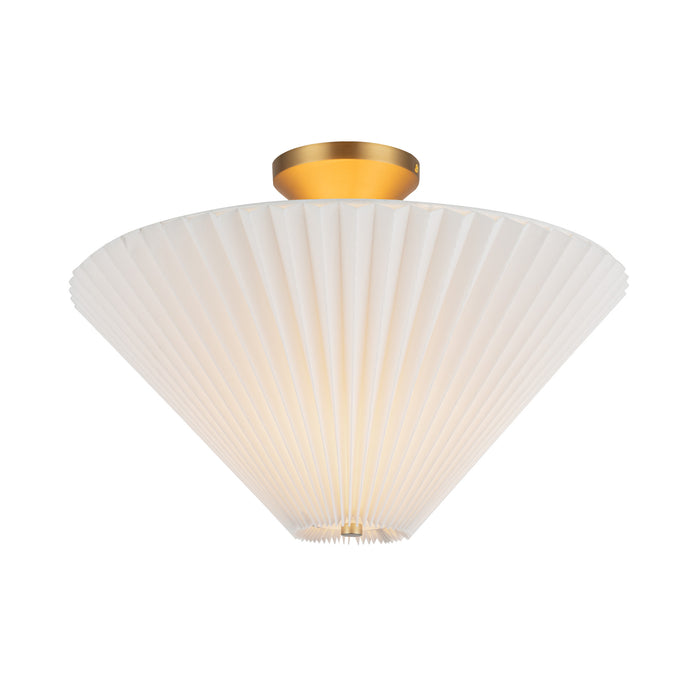 Bridgette One Light Semi-Flush Mount Brushed Gold/Folded White-Semi-Flush Mts.-Alora-Lighting Design Store