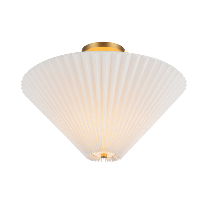 Bridgette One Light Semi-Flush Mount Brushed Gold/Folded White-Semi-Flush Mts.-Alora-Lighting Design Store