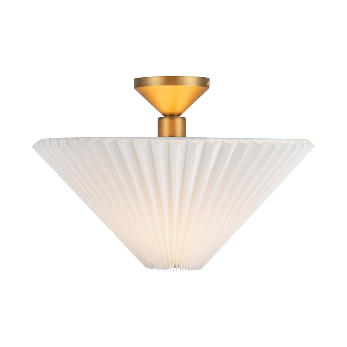 Bridgette One Light Semi-Flush Mount Brushed Gold/Folded White-Semi-Flush Mts.-Alora-Lighting Design Store