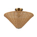 Bridgette One Light Semi-Flush Mount Brushed Gold/Rattan-Semi-Flush Mts.-Alora-Lighting Design Store