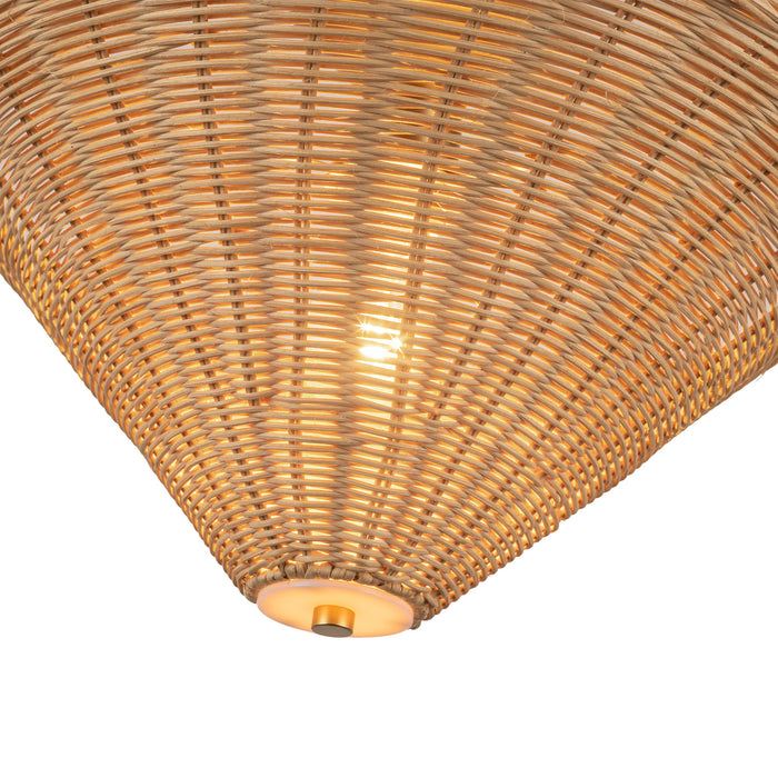 Bridgette One Light Semi-Flush Mount Brushed Gold/Rattan-Semi-Flush Mts.-Alora-Lighting Design Store