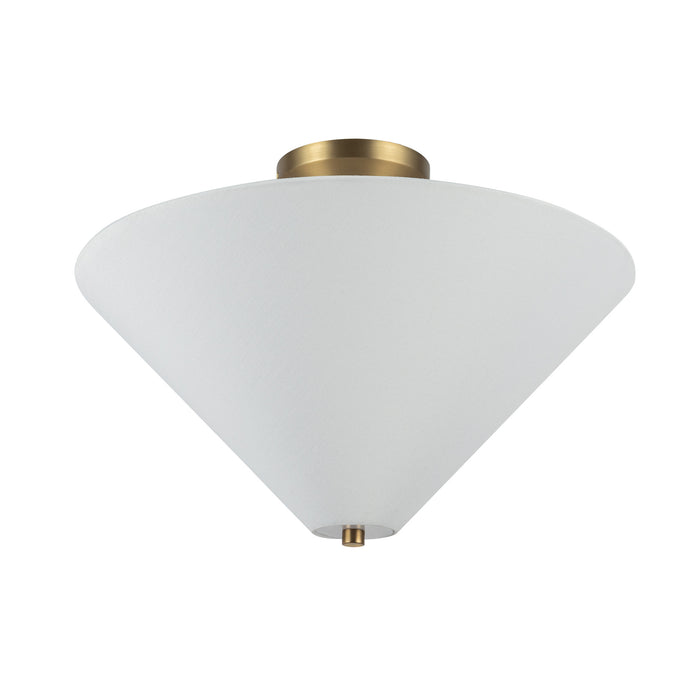 Bridgette One Light Semi-Flush Mount Brushed Gold/White Linen-Semi-Flush Mts.-Alora-Lighting Design Store