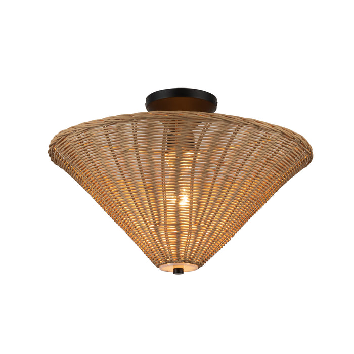 Bridgette One Light Semi-Flush Mount Matte Black/Rattan-Semi-Flush Mts.-Alora-Lighting Design Store
