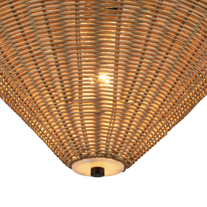 Bridgette One Light Semi-Flush Mount Matte Black/Rattan-Semi-Flush Mts.-Alora-Lighting Design Store