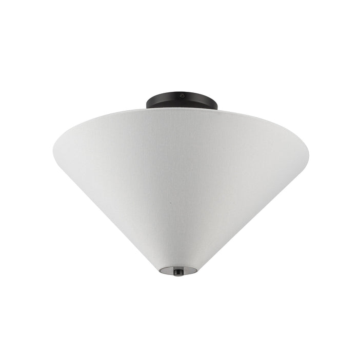 Bridgette One Light Semi-Flush Mount Matte Black/White Linen-Semi-Flush Mts.-Alora-Lighting Design Store