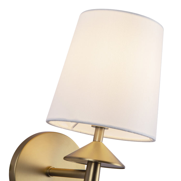 Bridgette One Light Vanity Brushed Gold/White Linen-Sconces-Alora-Lighting Design Store