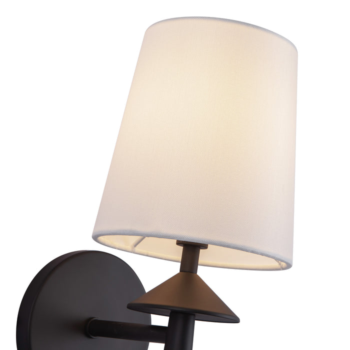 Bridgette One Light Vanity Matte Black/White Linen-Sconces-Alora-Lighting Design Store