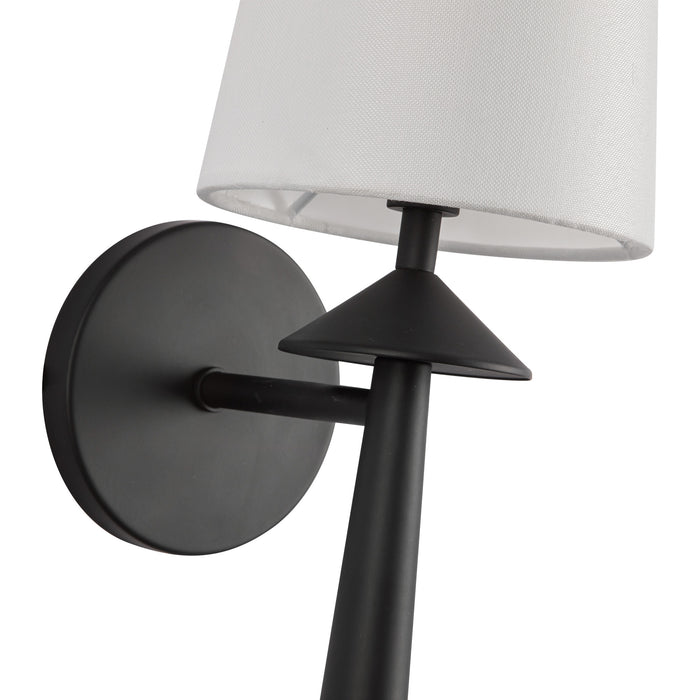 Bridgette One Light Vanity Matte Black/White Linen-Sconces-Alora-Lighting Design Store