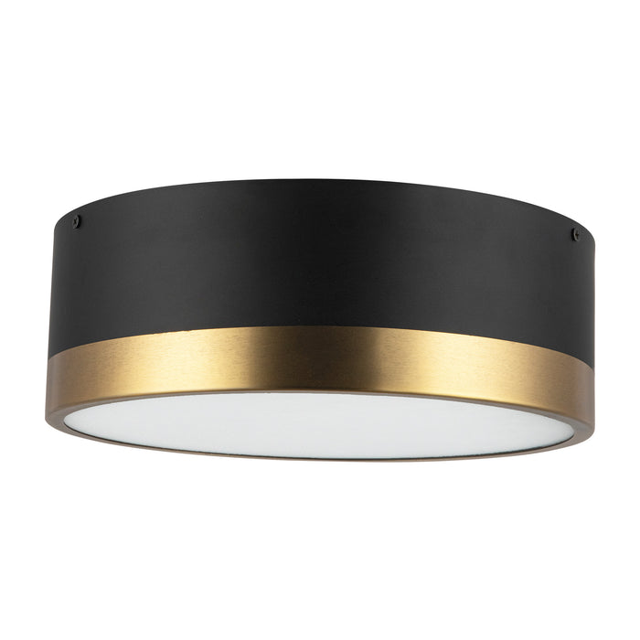 Brisbane Two Light Flush Mount Aged Gold/Matte Black-Flush Mounts-Alora-Lighting Design Store