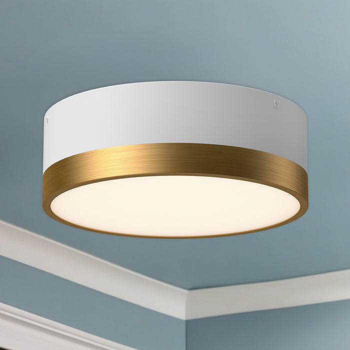 Brisbane Two Light Flush Mount Aged Gold/White-Flush Mounts-Alora-Lighting Design Store