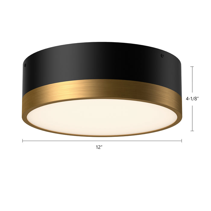 Brisbane Two Light Flush Mount Aged Gold/Matte Black-Flush Mounts-Alora-Lighting Design Store