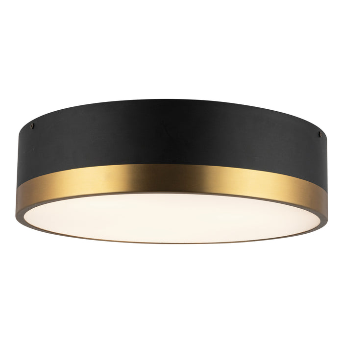 Brisbane Three Light Flush Mount Aged Gold/Matte Black-Flush Mounts-Alora-Lighting Design Store