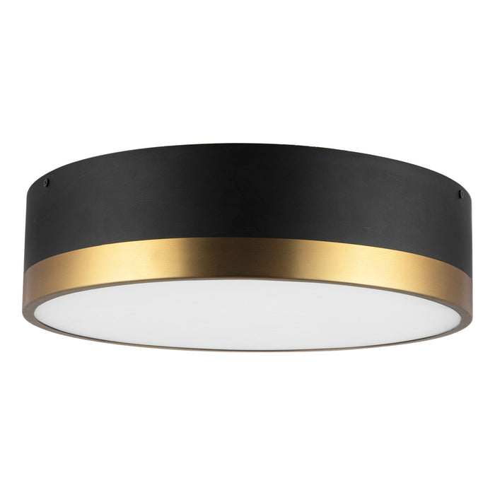 Brisbane Three Light Flush Mount Aged Gold/Matte Black-Flush Mounts-Alora-Lighting Design Store